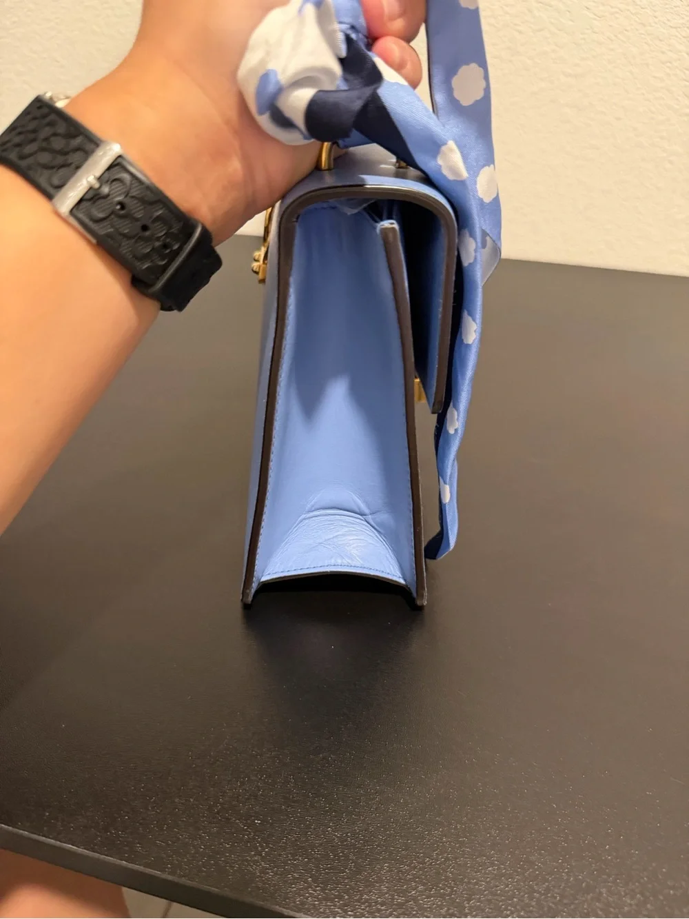 Gucci Sylvie Small Blue Leather Shoulder Bag Authentic + LegitApp COA